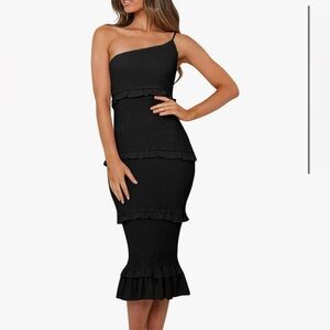 One Shoulder Black Dress